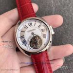 TF Factory Cle De Cartier Tourbillon 35mm Red Leather Strap Automatic Women's Watch